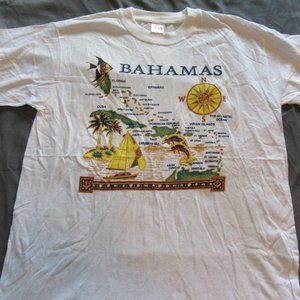 Mens Vtg Bahamas Map Dorsett Tees T Shirt Sz L